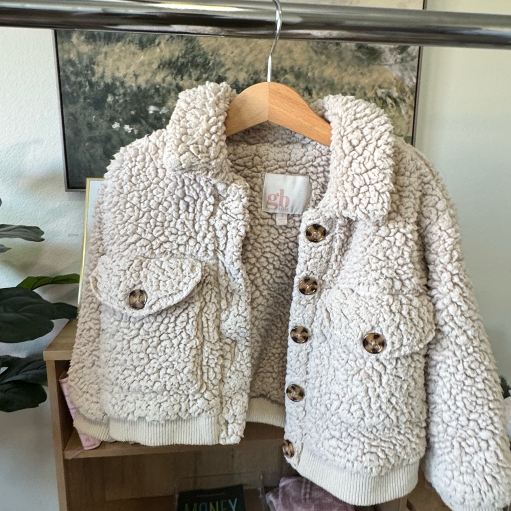 Gianni Bini Cream Jean Jacket Cropped Sherpa